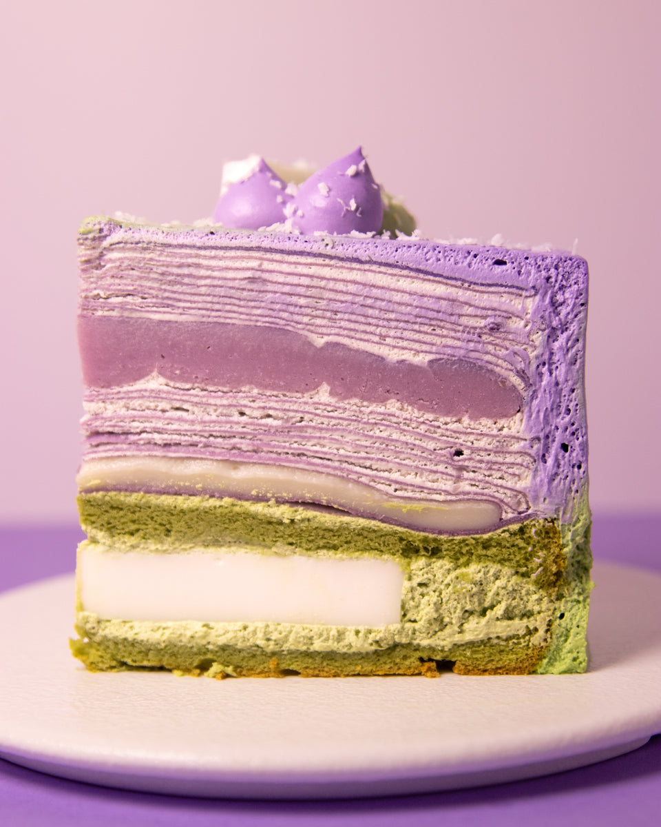 Taro Pandan Coconut Pudding