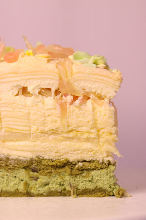 Jasmine Pomelo Yuzu Mochi Filled Crepe Chiffon Cake SLICE
