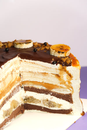 Miso Banoffee Mochi Filled Crepe Chiffon Cake